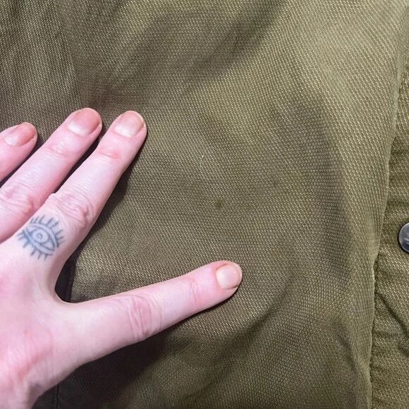 Zara Olive Army Green Patch Long Duster Jacket medium - Picture 11 of 15